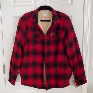 Sherpa-Lined Plaid Long-Sleeve Shirt